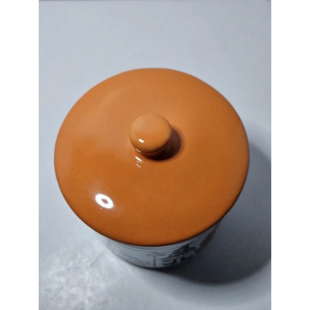 Cobwebs And Cauldrons Halloween Gnome Pumpkin Ceramic Canister Cookie Jar Orange
